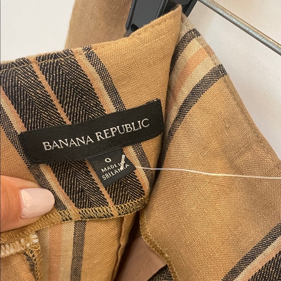 Striped Tan and Brown Women's Pants & Tank Linen Set - Picture 5 of 11